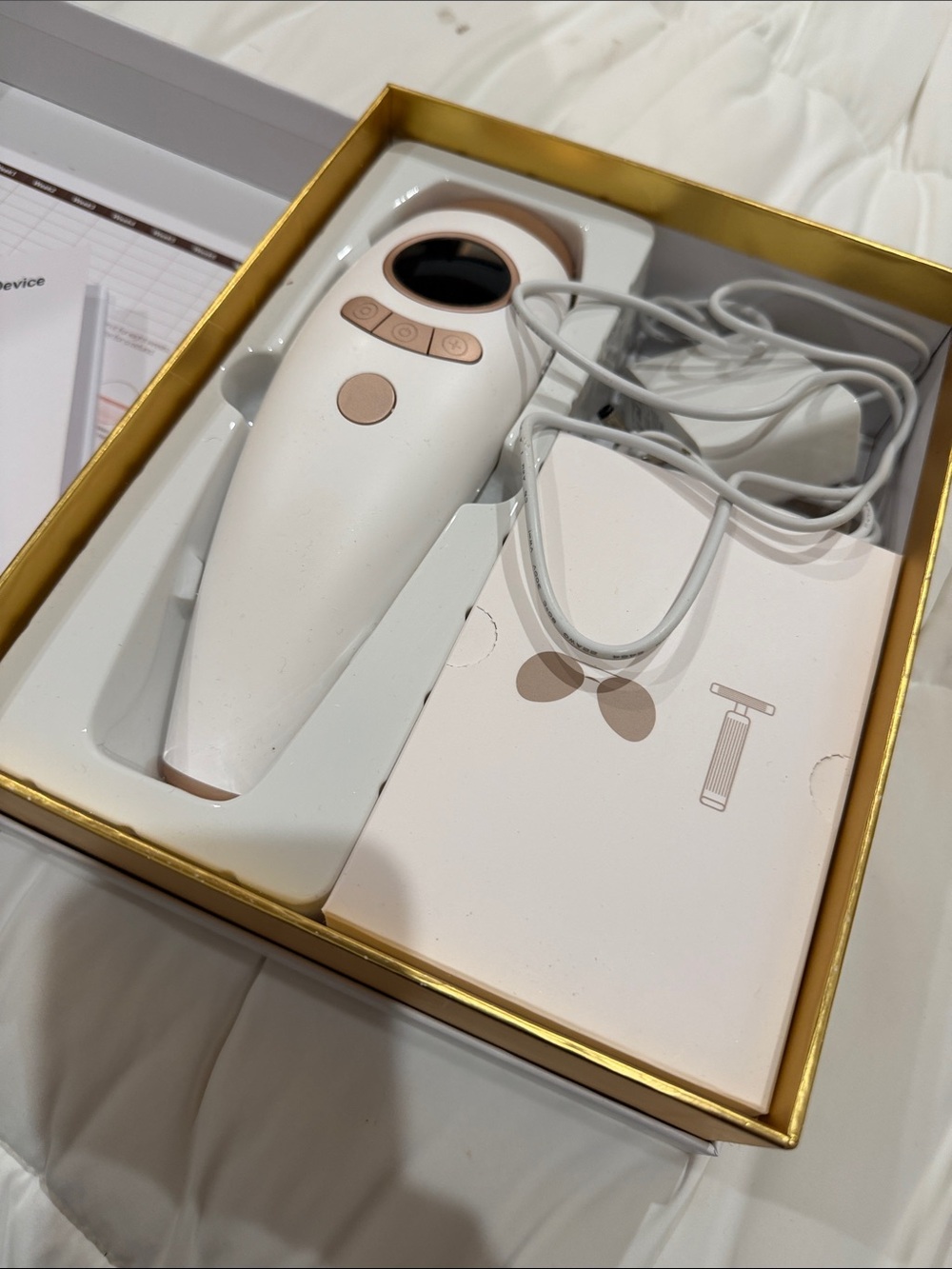 White & Rose Gold IPL Hair Removal Device - Women's Skincare Tool